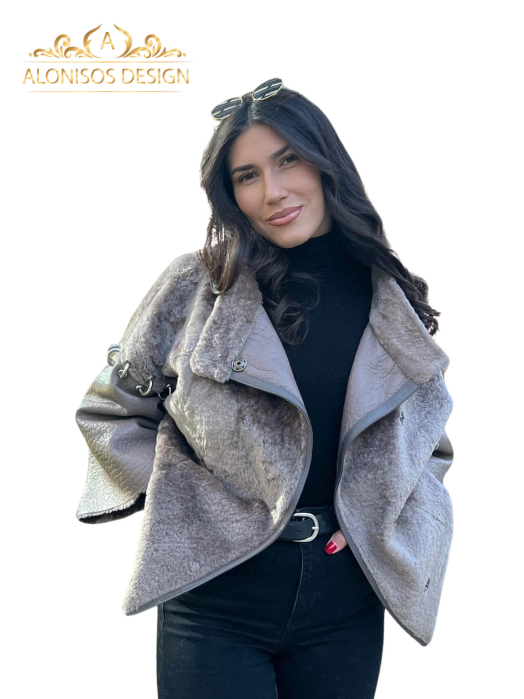 Haină de blană naturală , mouton dore , culoare cappucino